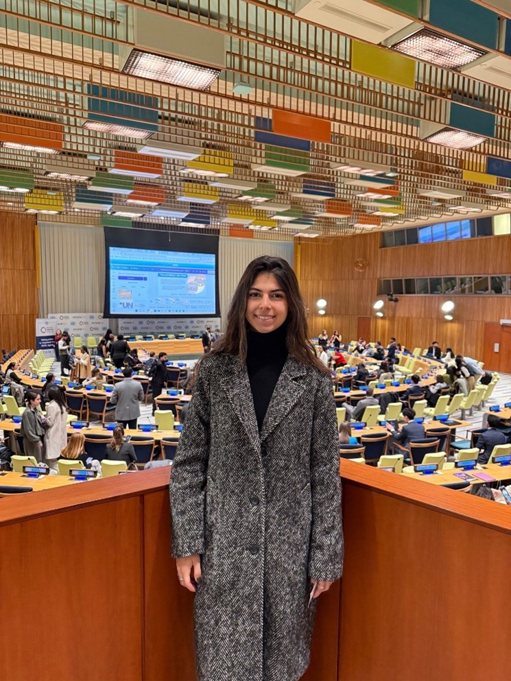 Erika in the UN Headquarters.