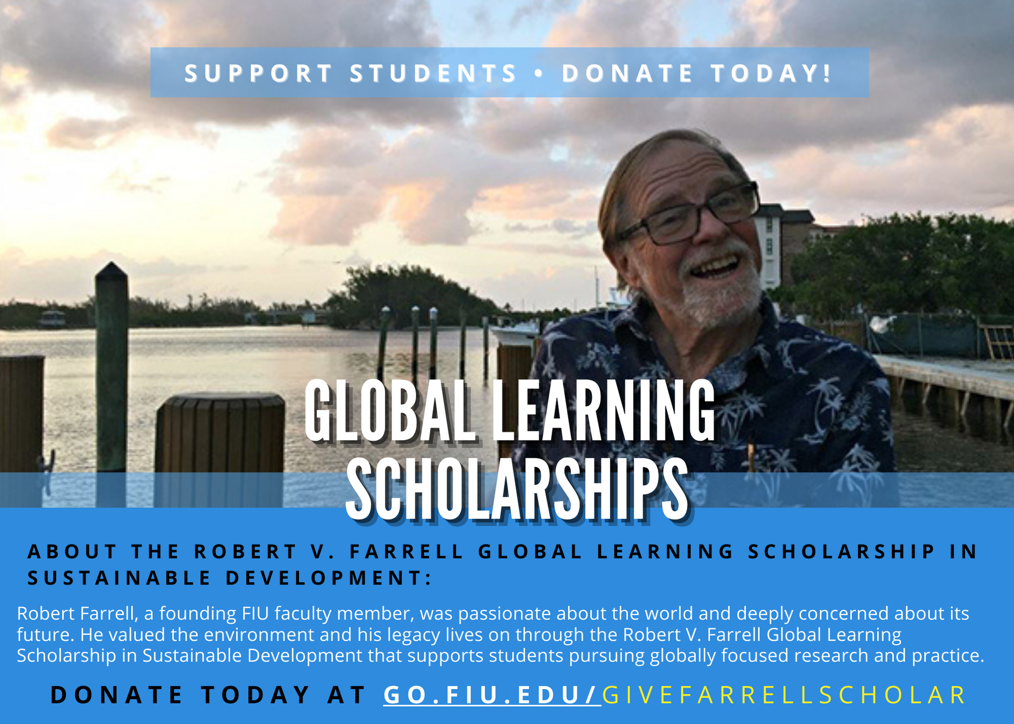 Robert V. Farrell scholarship donation flyer. 